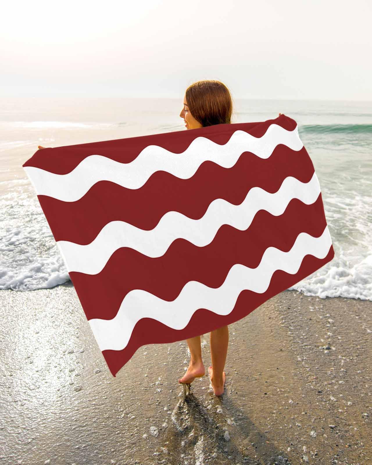 Amazon.com: ALAGEO Beach Towels Red and White Stripes Large Beach